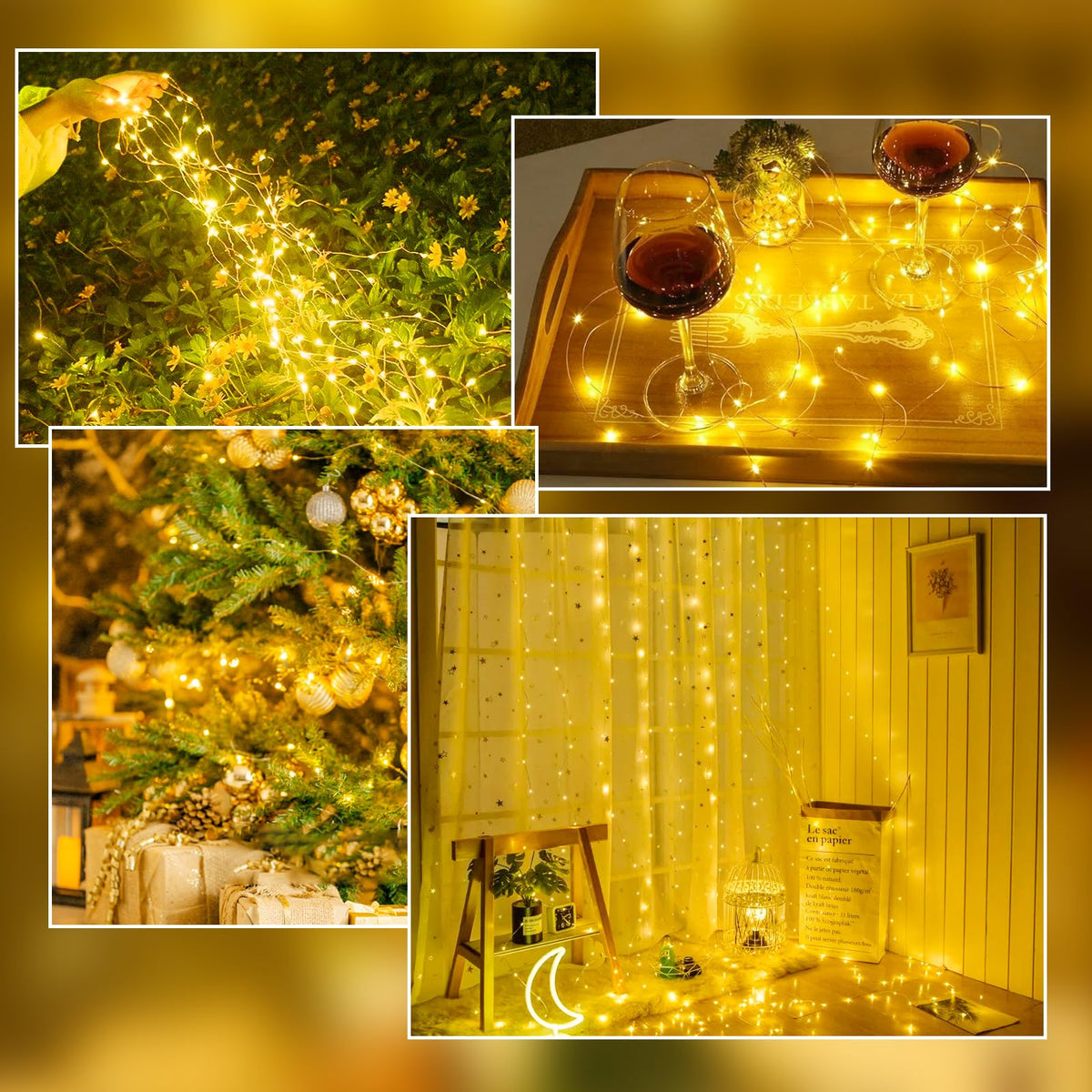 EXF versatile indoor/outdoor lights suitable for weddings, gardens, and holidays.