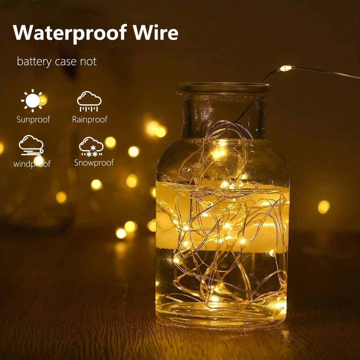 EXF battery-powered LEDs on flexible silver wire for cozy decor.