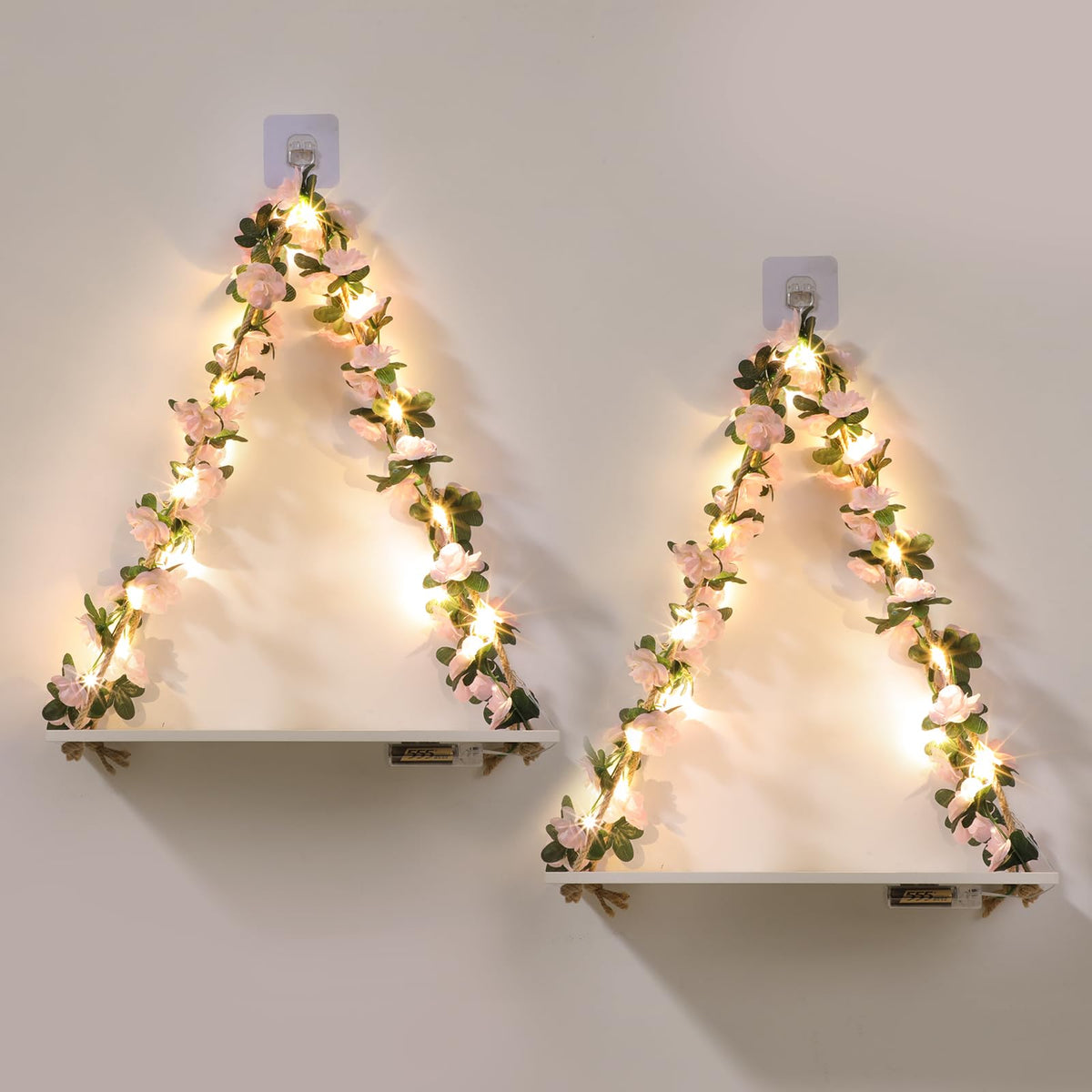 EXIN DECHEN floating shelves with leaves and LED light for display and storage in living rooms