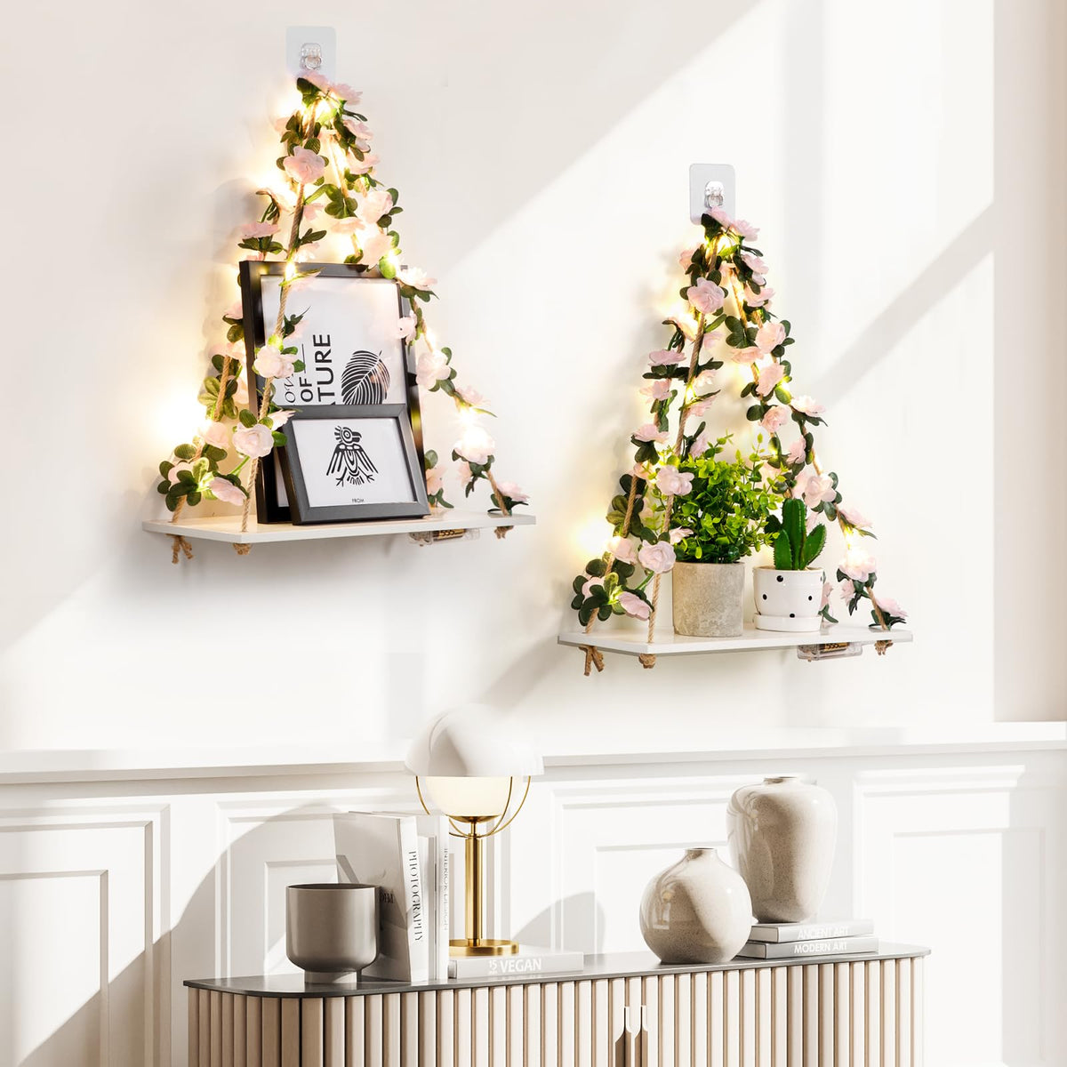 EXIN DECHEN hanging shelf plant decor featuring rope and greenery for easy setup