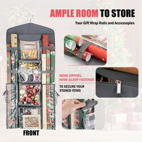 EXLIFBAG double-sided gift wrap organizer showing spacious storage for paper and bows