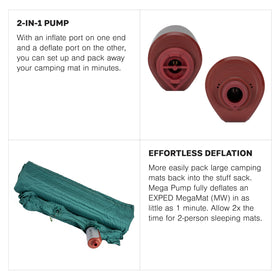 Exped Mega Pump charging via USB-C for portable, on-the-go power.
