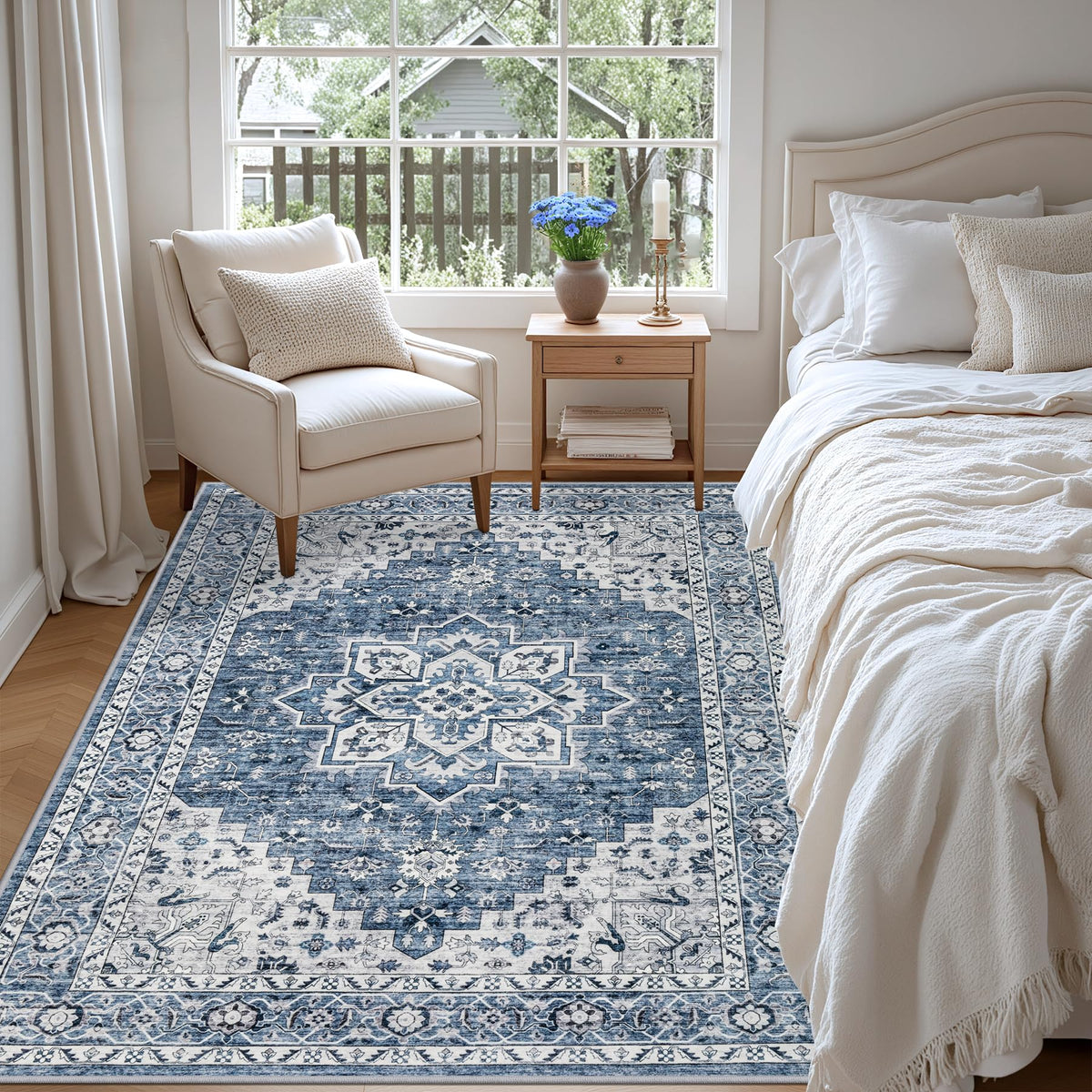 ExpediX 6x9 rug with non-slip backing stays steady on hard floors