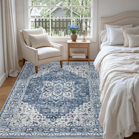 ExpediX 6x9 rug with non-slip backing stays steady on hard floors