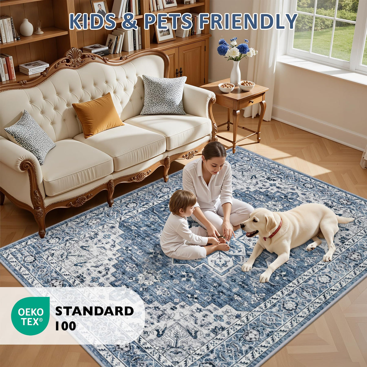 ExpediX durable polyester fibers endure daily family use in blue