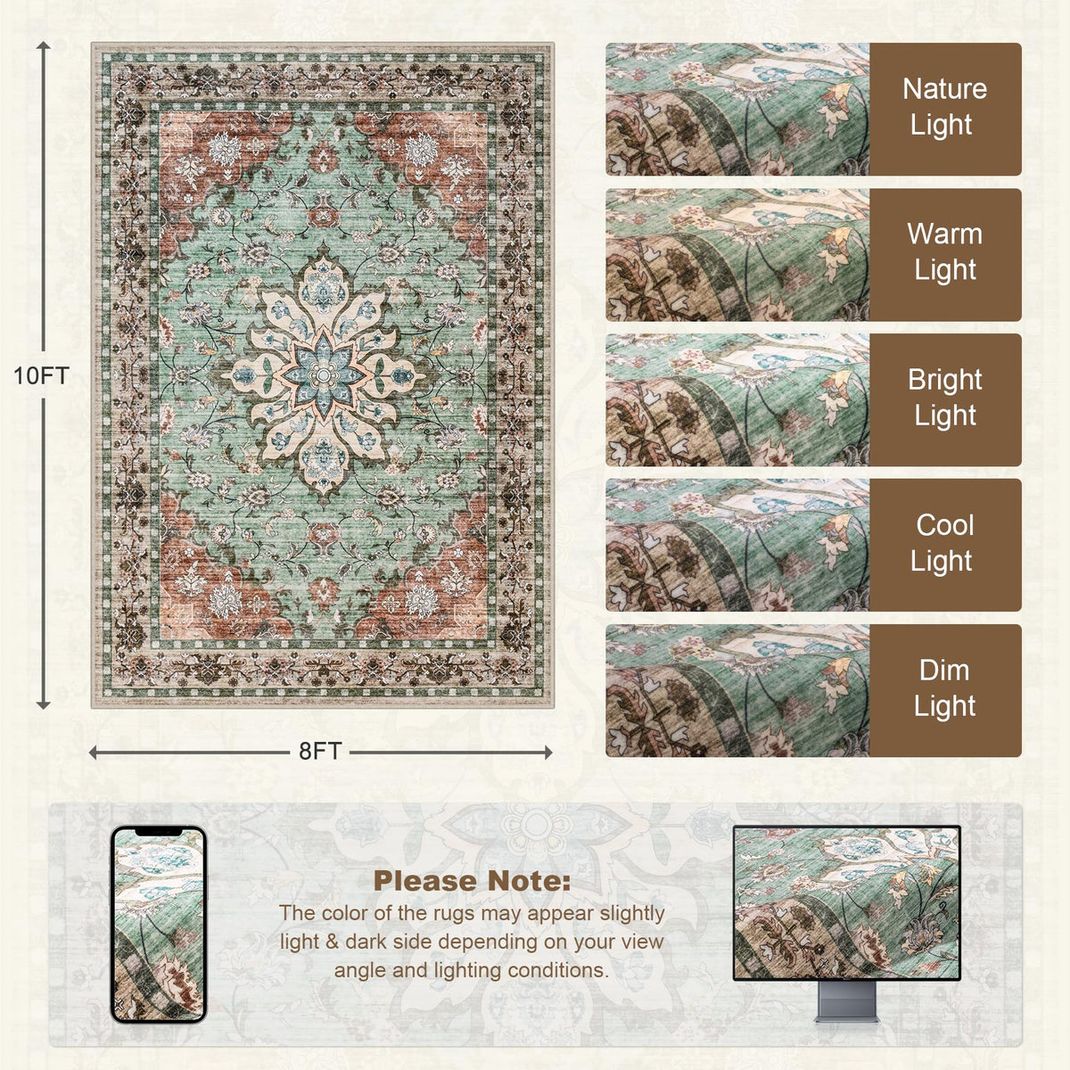 ExpediX 8x10 easy-care rug that's machine washable