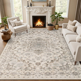 ExpediX 8x10 area rug in living room with non-slip backing for stable floors.