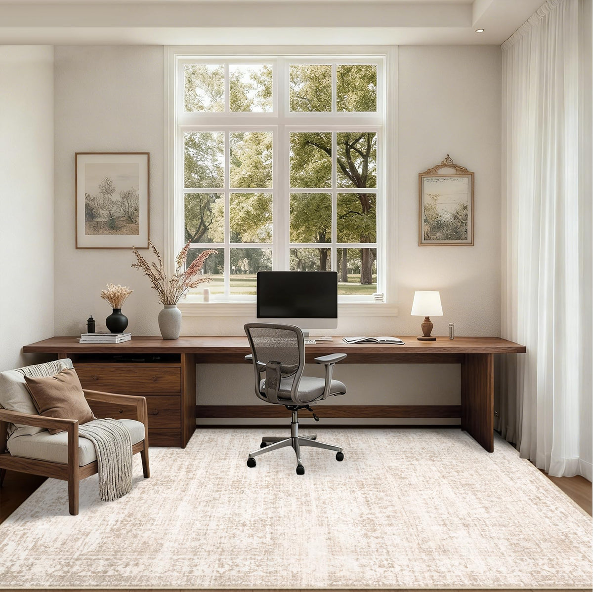 ExpediX 9x12 rug with non-slip backing, secure on hard floors.
