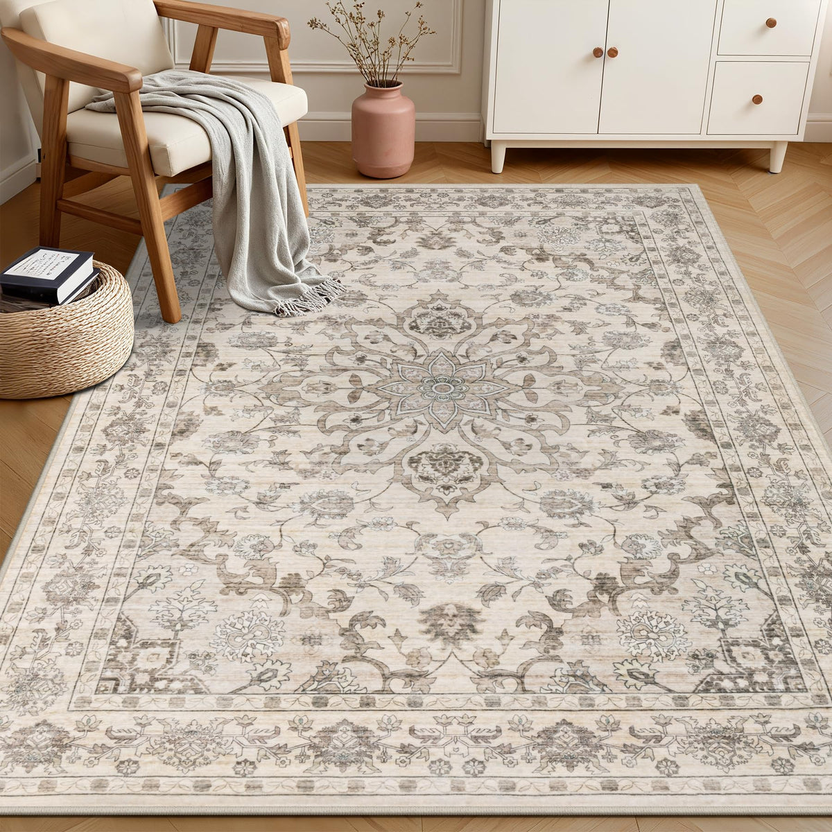 ExpediX living room rug soft texture provides plush underfoot comfort.