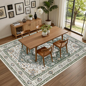 ExpediX non-slip backing 8x10 rug stays in place on hard floors.