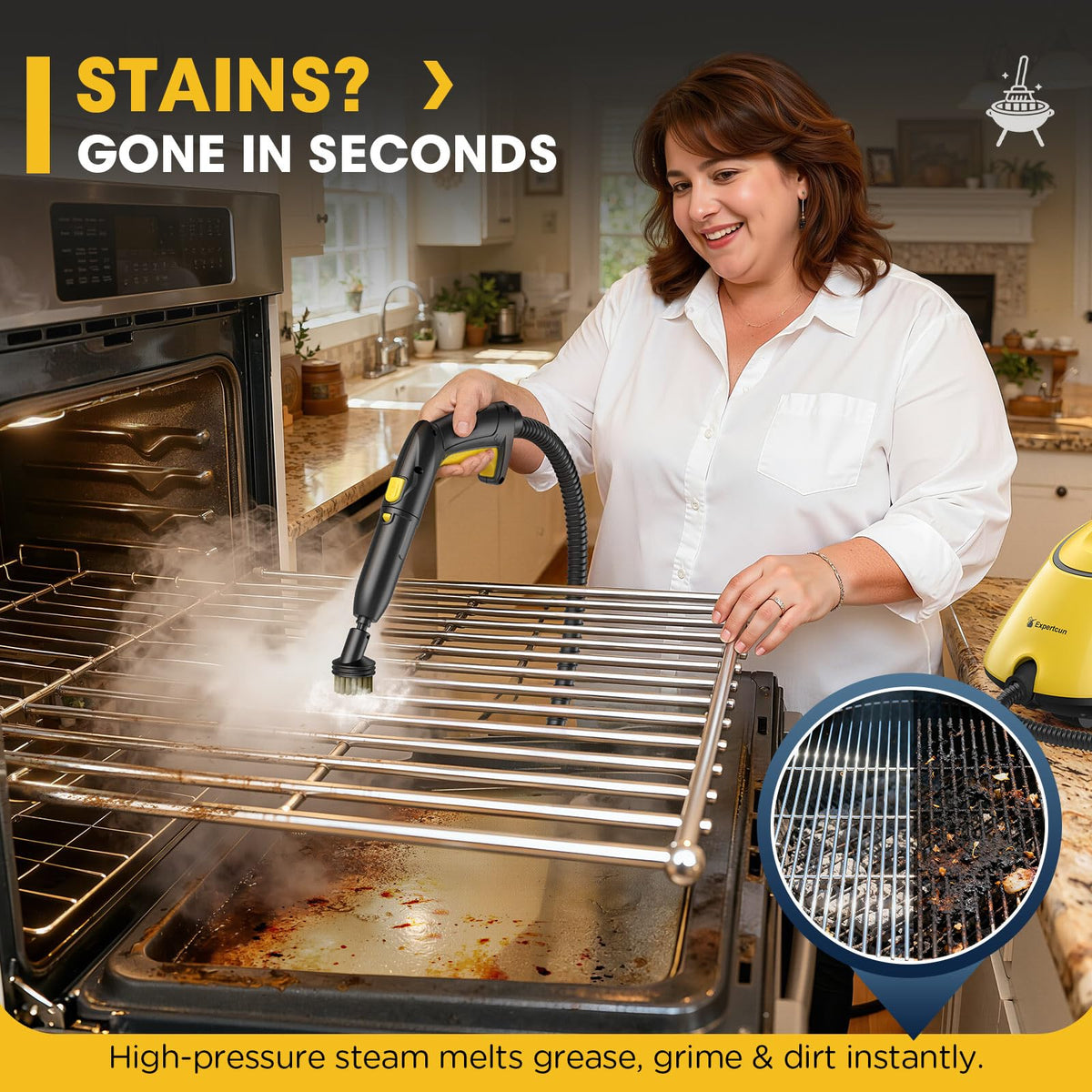 Expertcun steam cleaner with 1.4L tank ready for long cleaning sessions