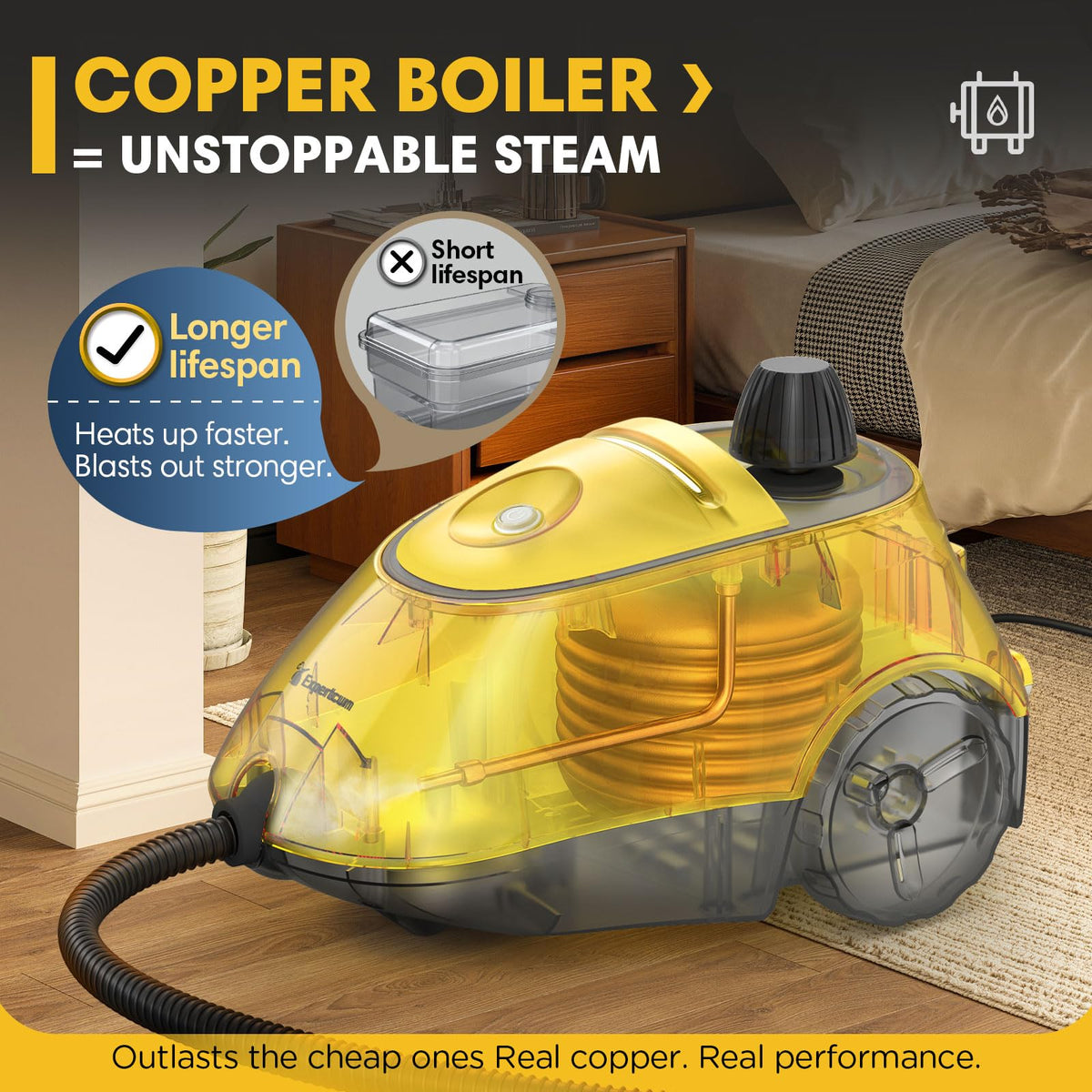 Expertcun steam cleaner performing floor cleaning on various surfaces
