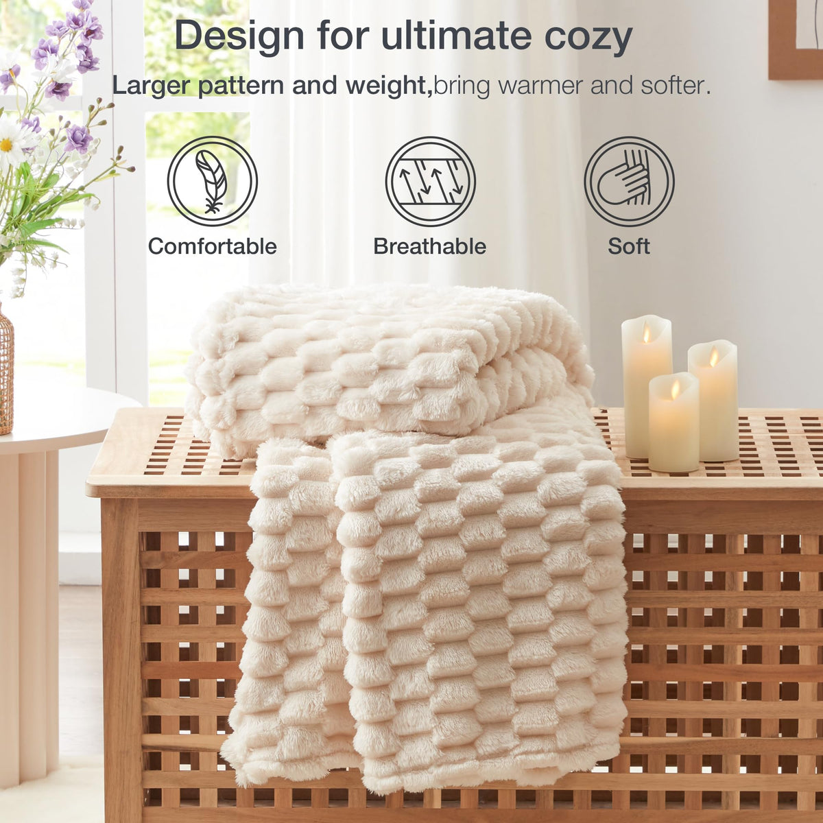 EXQ Home 50x60 inch blanket provides generous couch or bed coverage