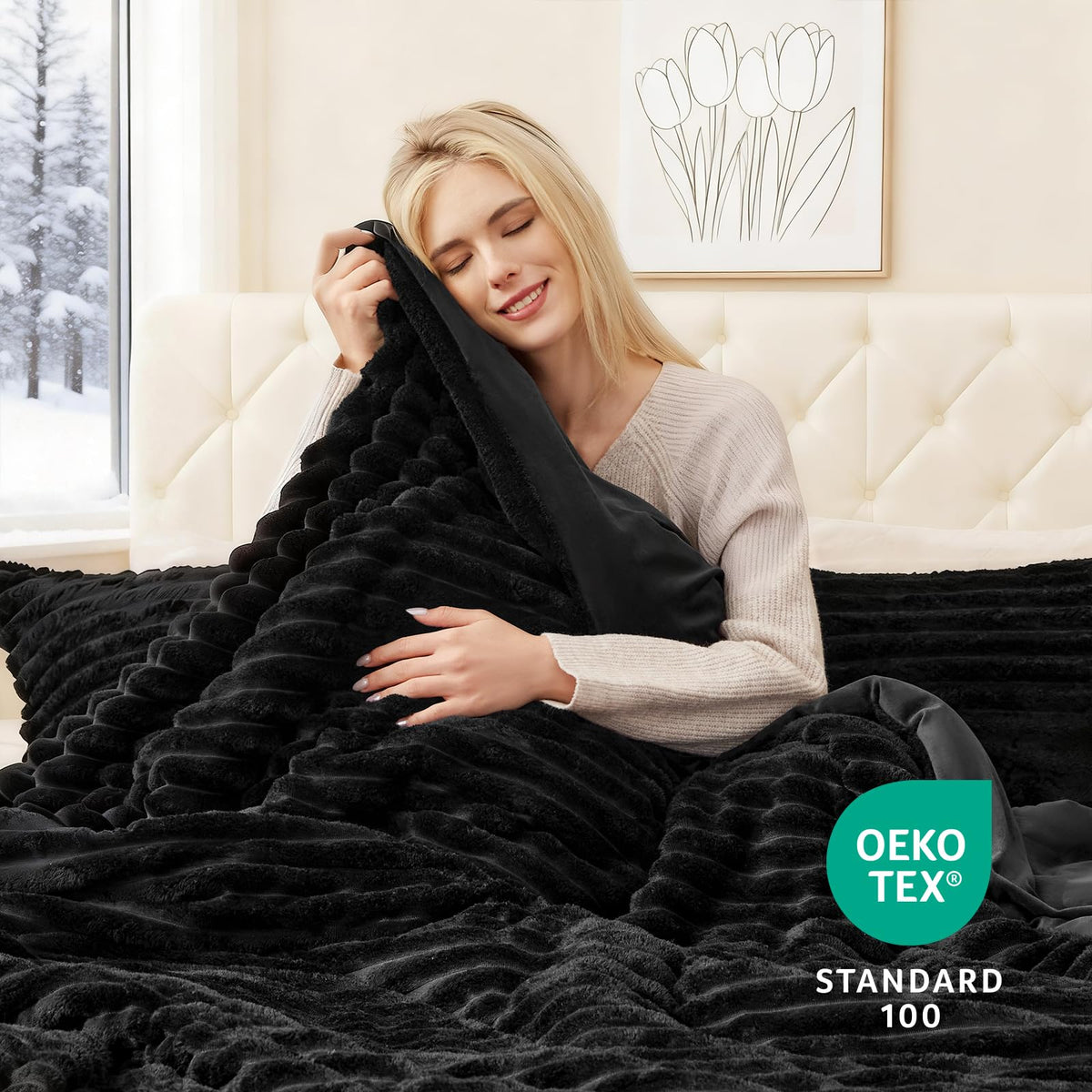 EXQ Home fluffy comforter set queen edge stitching – durable construction maintains even warmth distribution.