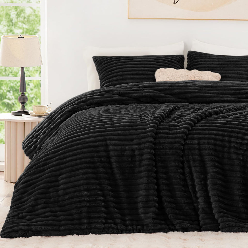 EXQ Home fluffy comforter twin set on bed delivering cozy warmth
