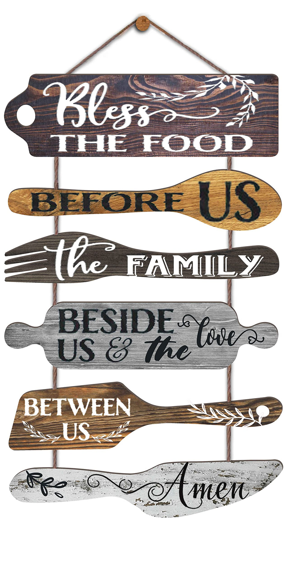 EXQUIDECA Bless the Food Before Us wall decor enhances dining room ambiance.