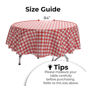 Exquisite gingham round tablecloth, disposable and waterproof for quick setup.