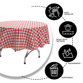 Exquisite disposable tablecloth simplifies cleanup after gatherings.