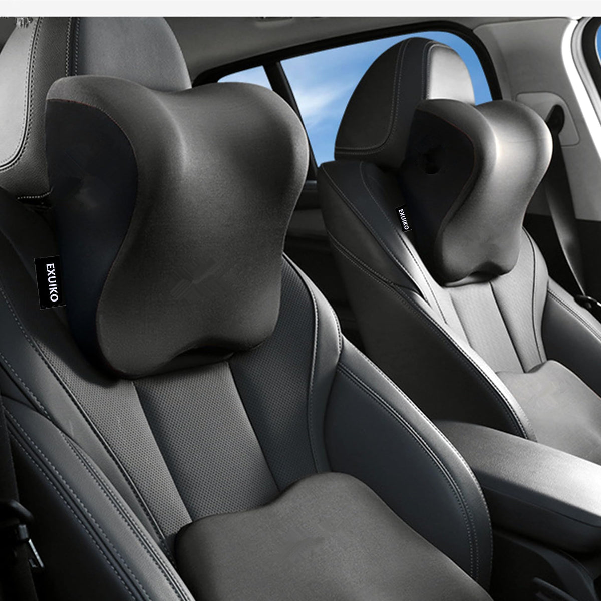 EXUIKO car neck pillow 2-pack provides steady head support on long drives.
