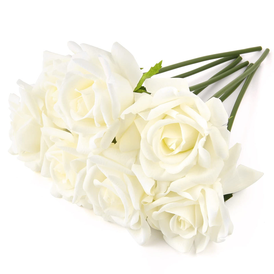 Eyamumo fake rose white 30cm full bloom for timeless dining table decor