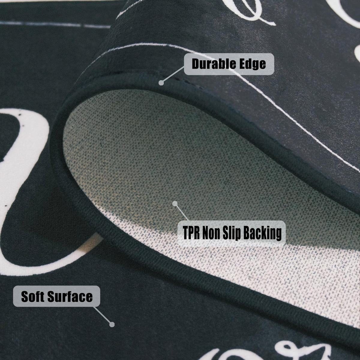 EYECY rug features non-slip bottom to prevent slips on wet floors.