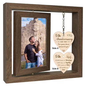 EYITUPC 5th anniversary frame front view with rustic wood finish and dual 4x6 photo slots.