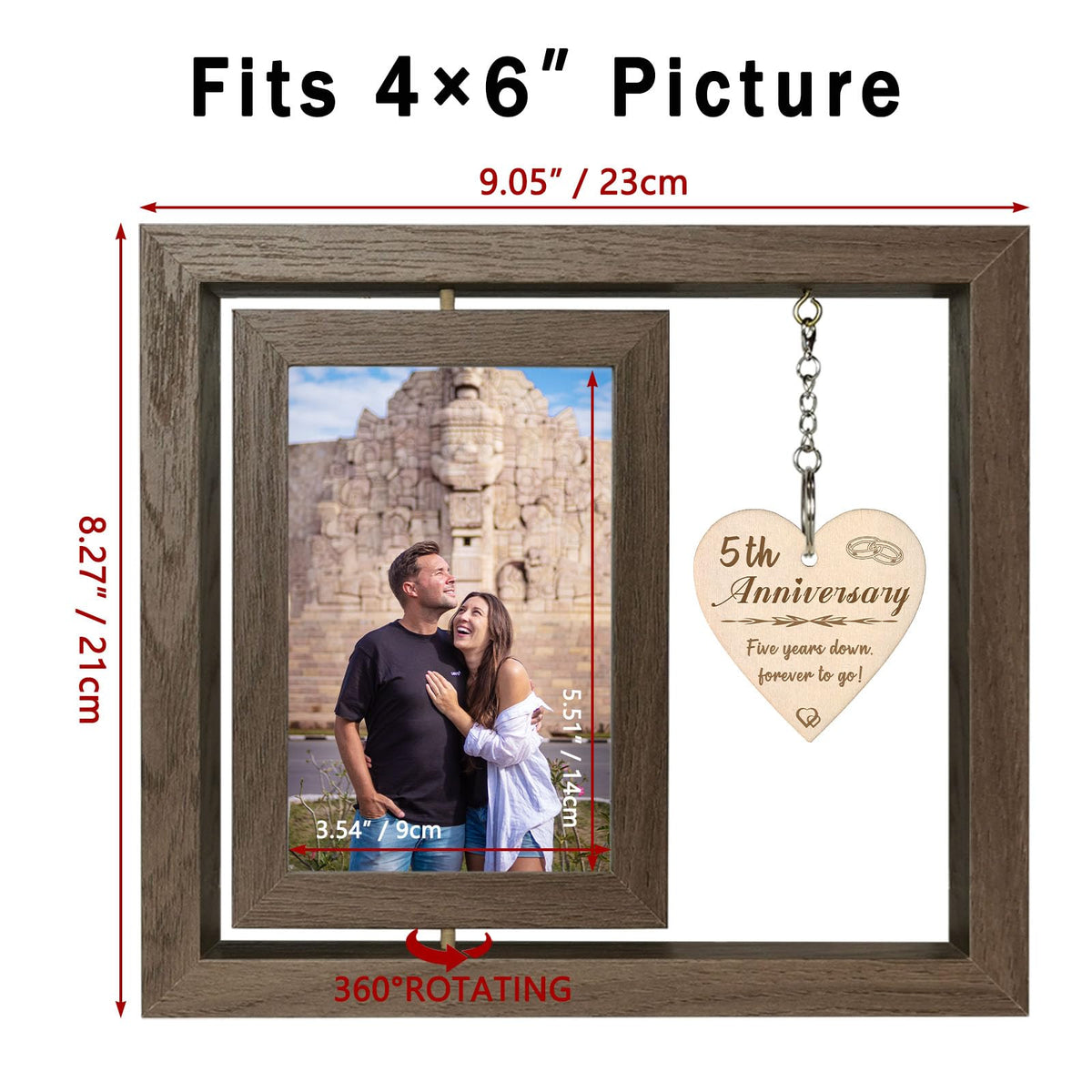EYITUPC frame dimensions 9x8.2 inches designed to hold two 4x6 photos.