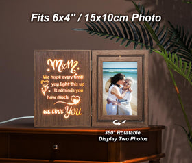 EYITUPC Light Up Mom Frame rotatable base allows easy photo swap and customization.
