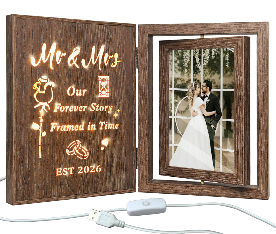 EYITUPC light-up Mr & Mrs frame with warm wedding illumination