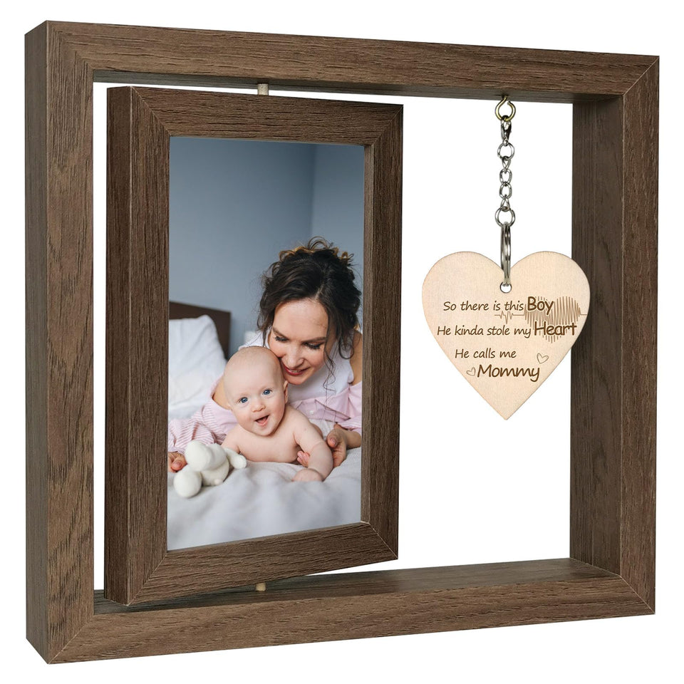 EYITUPC mommy and son frame with rotating display for two 4x6 photos