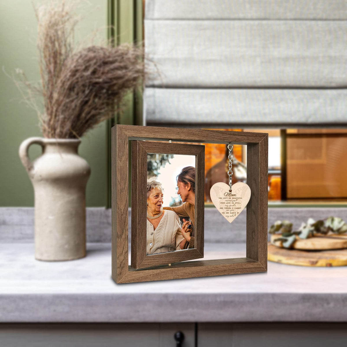 EYITUPC rustic wooden memorial frame complements decor while preserving memories.
