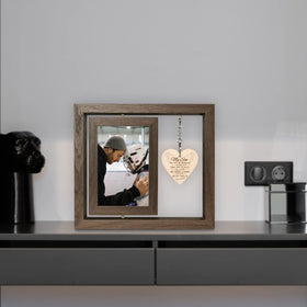 EYITUPC vintage wood texture frame adds rustic charm to memorial display.