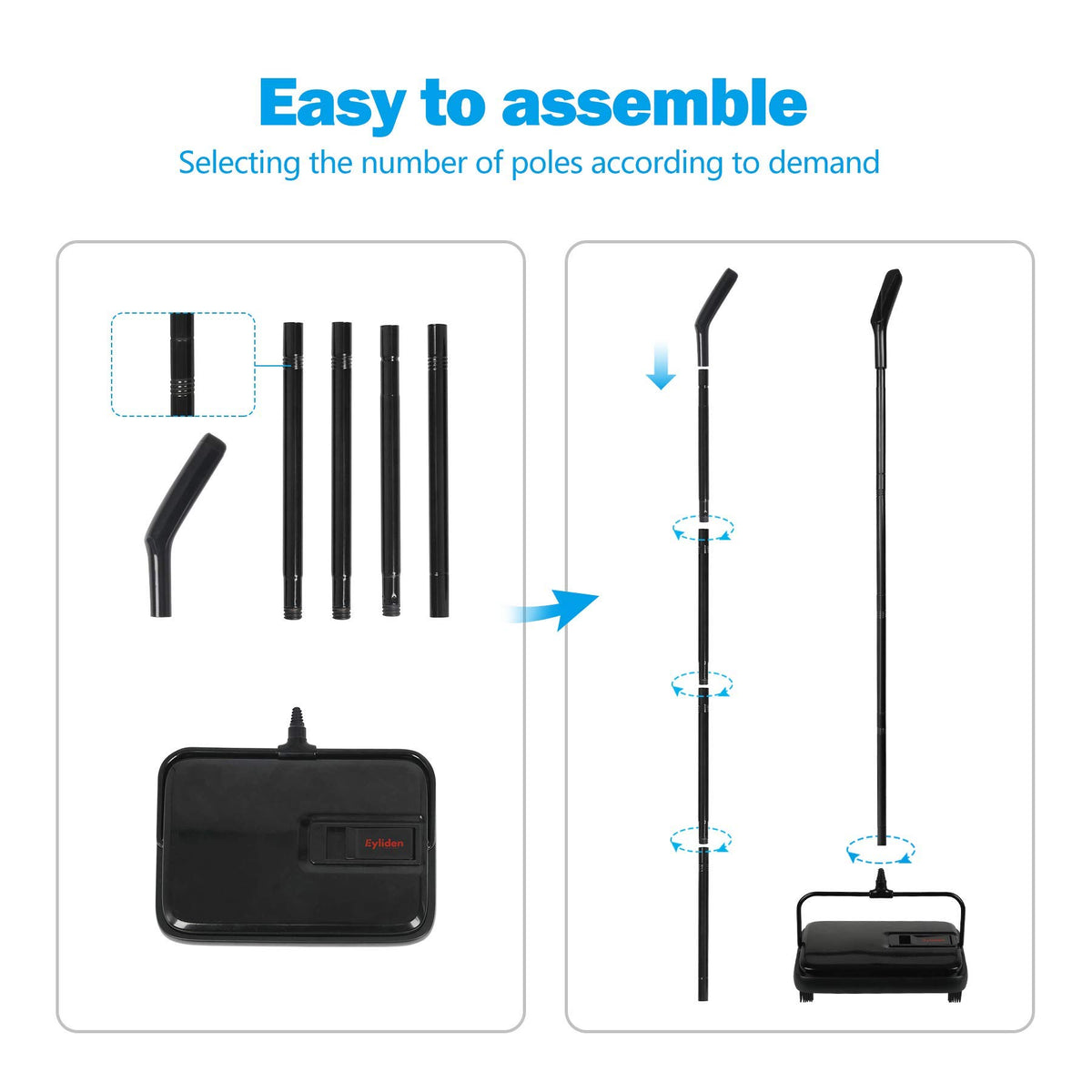 Eyliden sweeper ready for quick tidy-ups around the home