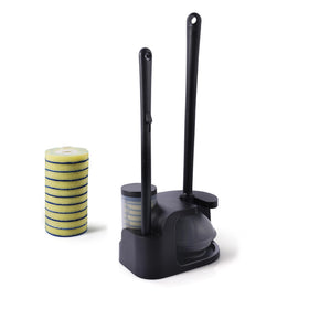 Eyliden toilet brush and plunger combo set for organized bathroom cleaning beside the toilet