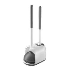 Eyliden toilet plunger and brush set ready for quick unclogs.