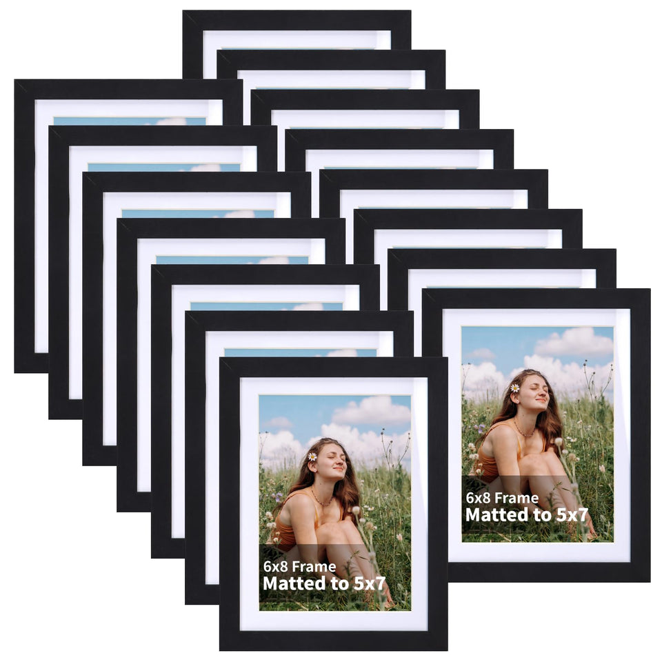 EYMPEU 5x7 frame with mat in black wood for organized wall display.