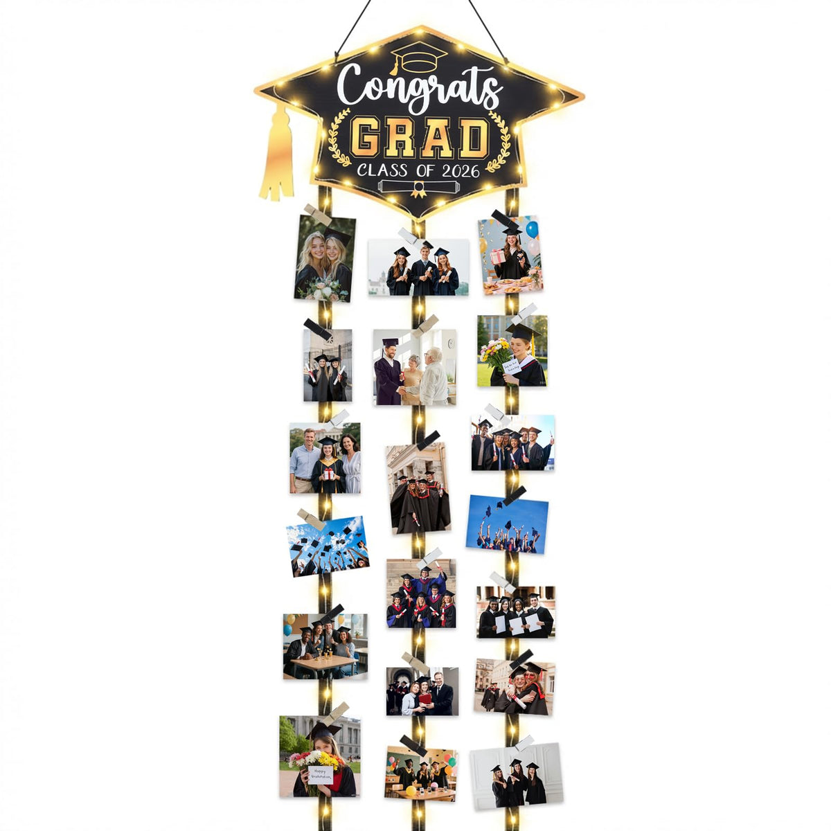 EYNDYN class of 2026 banner cap-top with gold tassel, ideal graduation memory wall