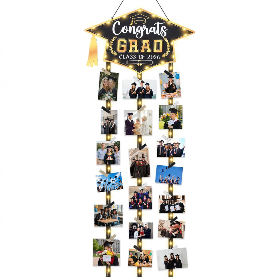 EYNDYN class of 2026 banner cap-top with gold tassel, ideal graduation memory wall