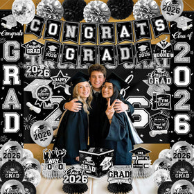 EYOBZOOQ 59x39 inch backdrop adds a dramatic graduation stage.