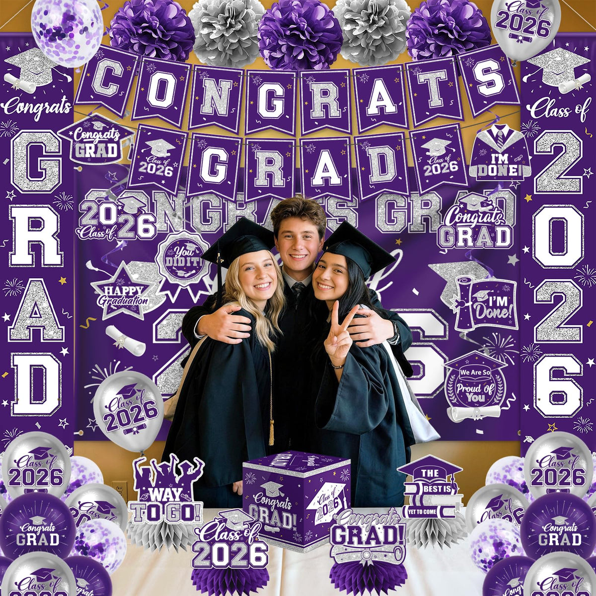 EYOBZOOQ congrats grad backdrop 2026 provides a reusable high-impact stage for celebrations