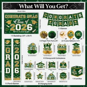 EYOBZOOQ 12-inch green-gold graduation balloons for décor