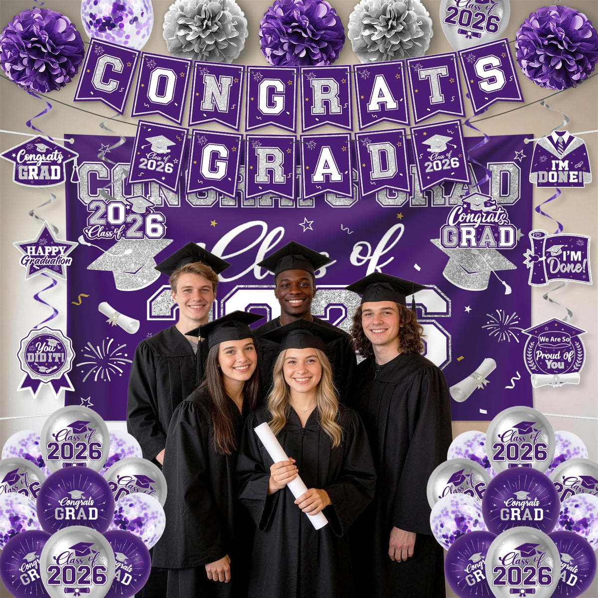 EYOBZOOQ grad door sign adds a welcoming entryway for indoor or outdoor parties