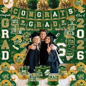 EYOBZOOQ green and gold 59x39 backdrop for festive gatherings