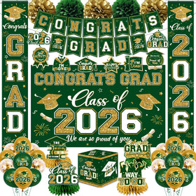 EYOBZOOQ green and gold Class of 2026 banner for vibrant photos