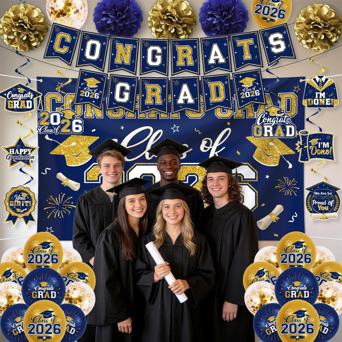 EYOBZOOQ porch signs welcome guests with navy-gold flair