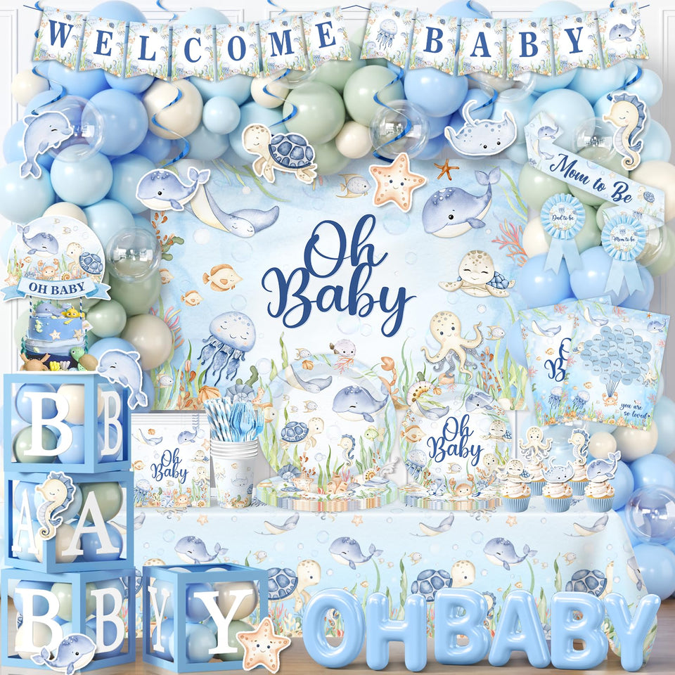 EYOBZOOQ under the sea backdrop enhances ocean baby shower photography