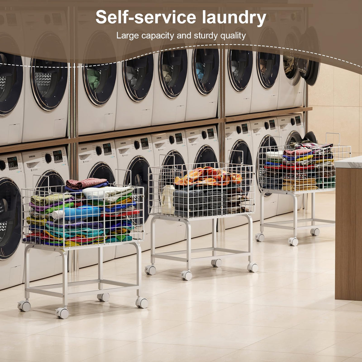 Eyteenokk laundry cart with wheels enables smooth movement