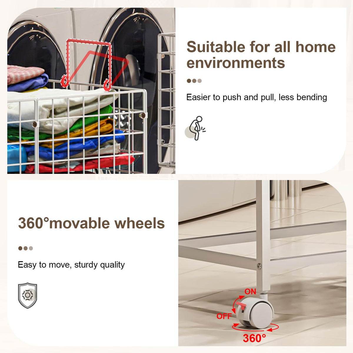 Eyteenokk laundry cart ventilated hollow design promotes air flow
