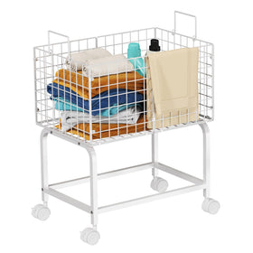Eyteenokk wire laundry cart with wheels showing 80L capacity for easy transport