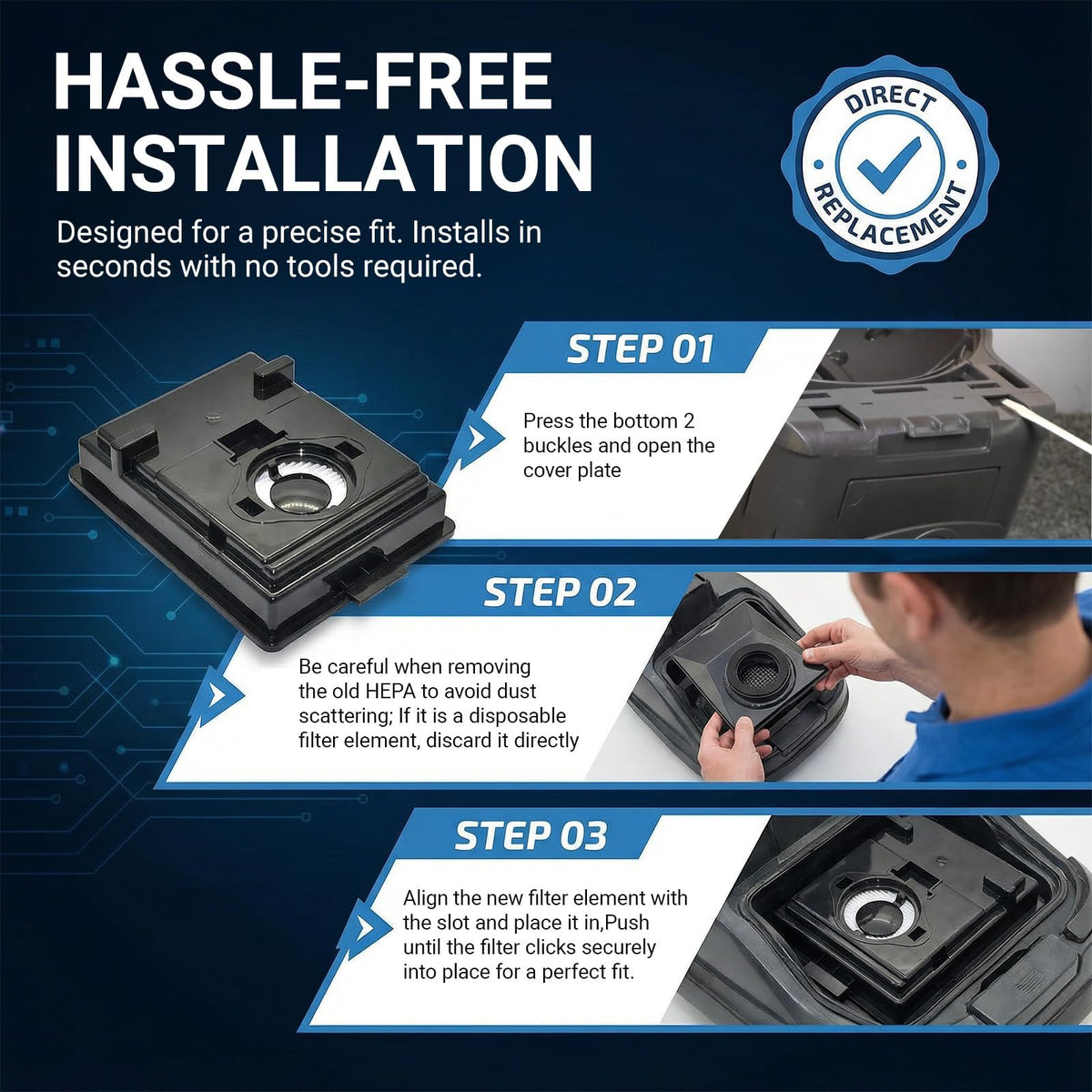 EZ SPARES E2 filter installation made simple; no adapters needed.